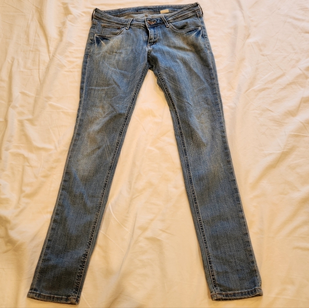 H&M Y2K Low Rise Ultra Skinny Jeans 31x32 Indie Sleaze Stretch Denim